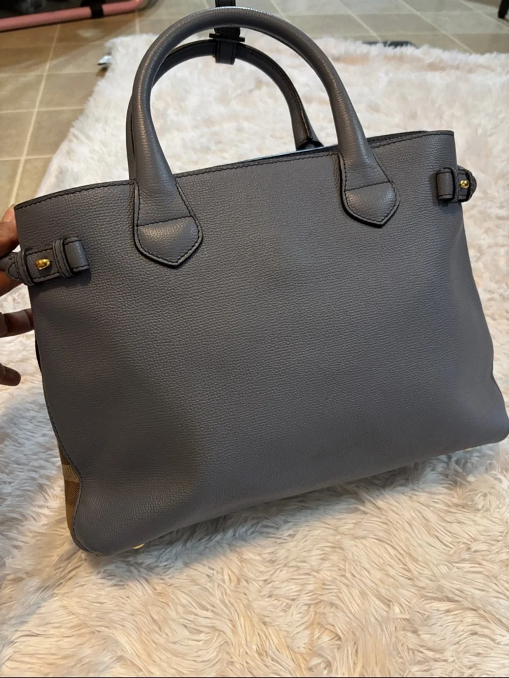 Burberry Navy Blue Leather Top-Handle Satchel - Picture 4 of 16